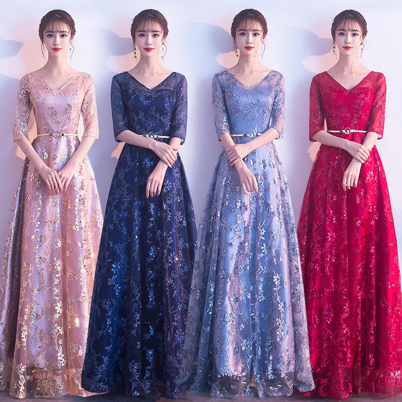 Lace Chiffon Evening Gowns A-Line Jewel Neck Wedding Guest Dress Ankle Length Mother of the Bride Dresses