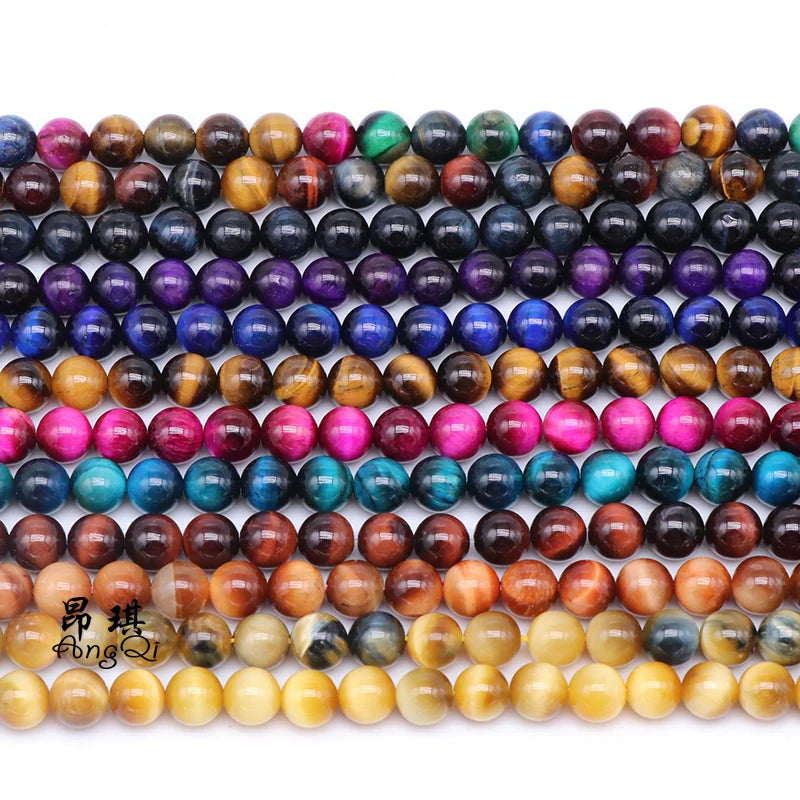 7A Wholesale Natural Gemstone Beads Round Loose Yellow/Red/Blue Tiger Eye Beads for Jewelry Making