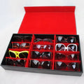 Sunglasses Box Packaging 2022 Sunglasses Case With Red Interior New Fashion 12 Grid Pu Leather Boxes Eyewear Sunglass Storage