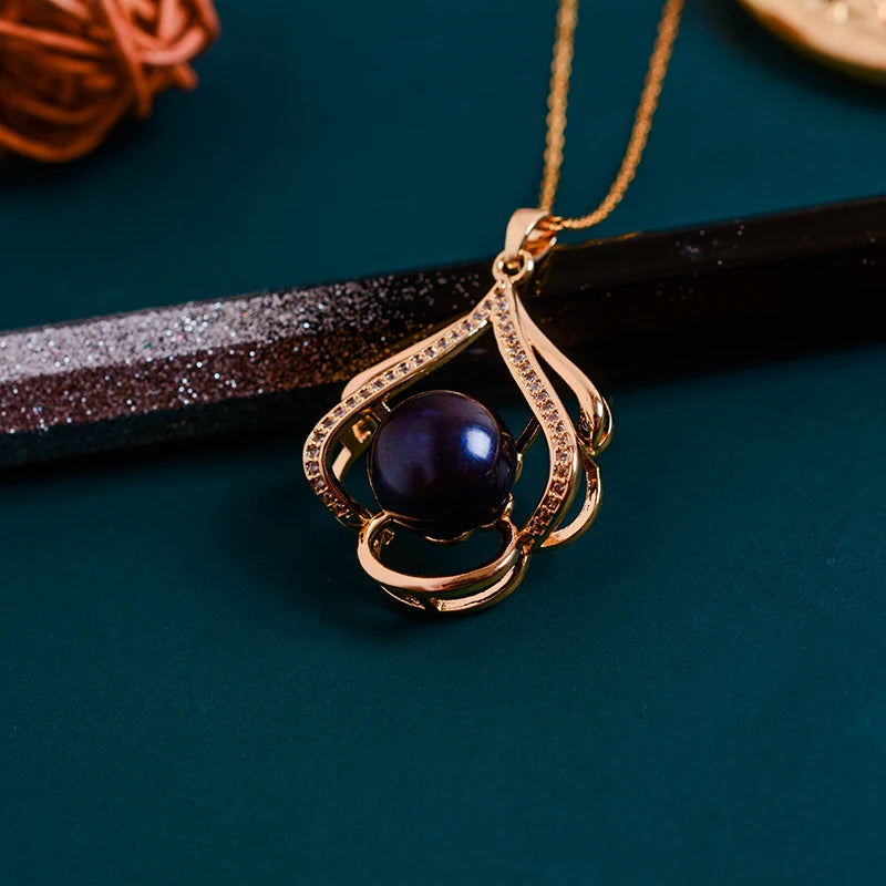 Latest Trends Hawaiian Pearl Jewelry Electroplated 14k Gold Necklace Naturales Black Pearl Necklace