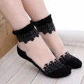 Summer Beautiful Crystal Sheer Mesh Silk Transparent Korea Sheer Ankle Lace Socks for Women