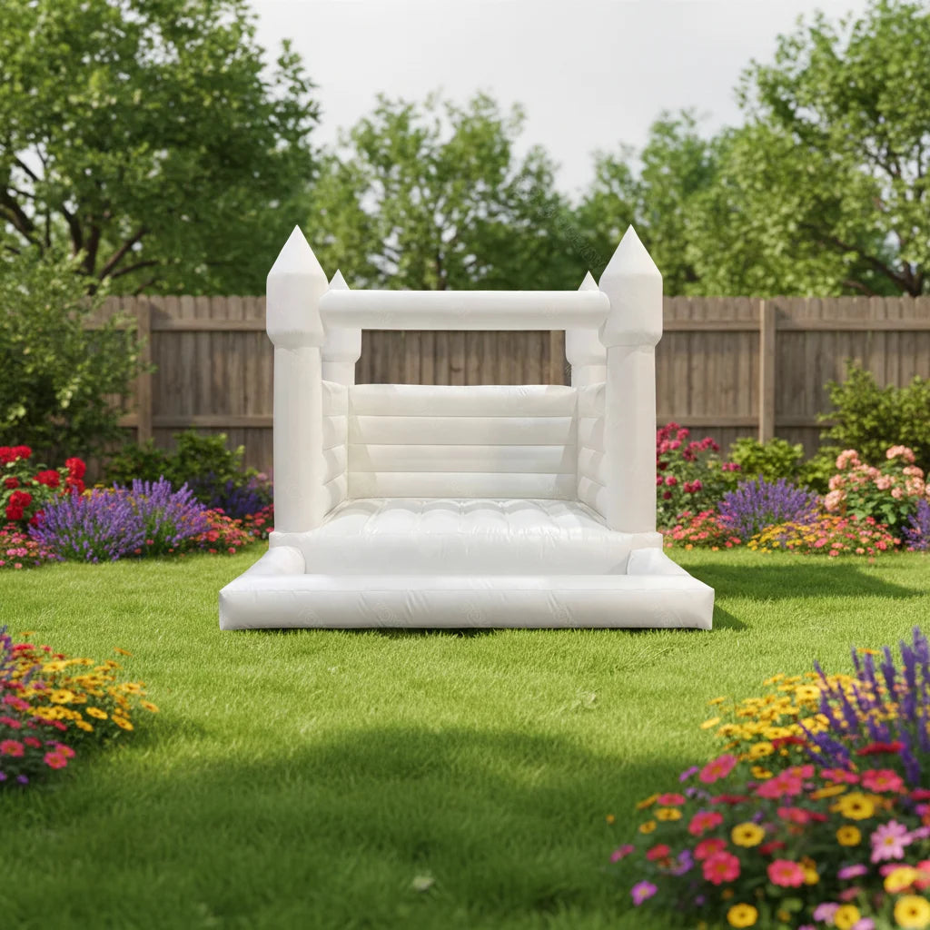 White PVC Inflatable Bouncer for Kids Toddler's Jumping Castle with Ball Pool Ball Pit Bounce House