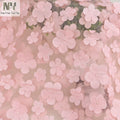 Nanyee Textile Pink Floral Applique Laser Embroidery Fabric With Silver Foiling