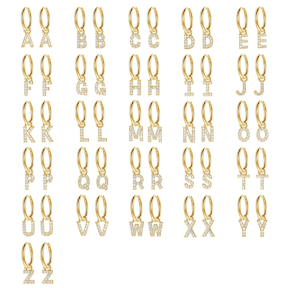 Nagosa Trendy 925 Sterling Silver 14k 18k Gold Vermeil Cubic Zirconia Initial Letter Pendant for Hoop Earrings