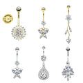 Lotus Customize 9K 14K 18K Real Solid Gold Belly Ring Lab Diamond Moissanite Piercing Navel Piercing Fine Jewelry for Women Men