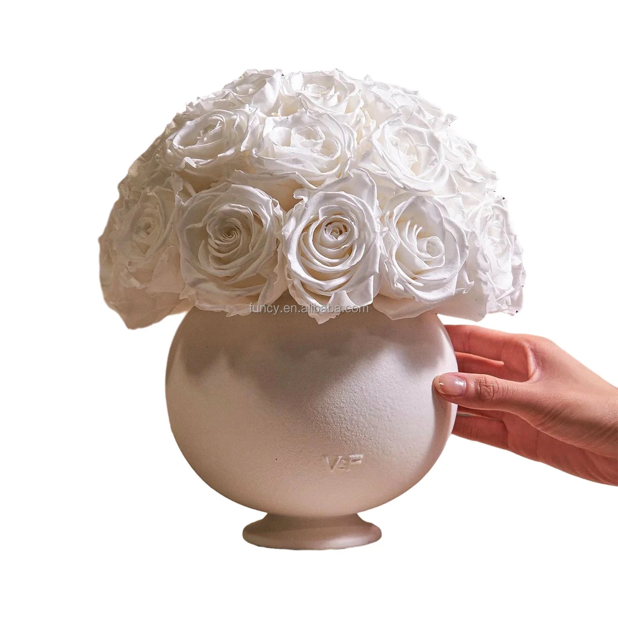 Dome Shape Arrangement Round Porcelain Vase Eternal Lasting 3-5 Years Rose Preserved Flower for Christmas & Chinese New Year