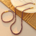 Iced Cubic Zircon 18K Gold Plated Stainless Steel Link Chain Hip Hop Style Women Men Rainbow Stones Charm Necklace