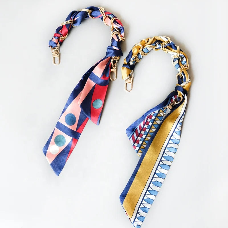 Meetee B-C095 Fashion Ladies Style All-match Silk Scarf Portable Short Chain Spring and Summer Handbag Belt Bag Accessories Hand