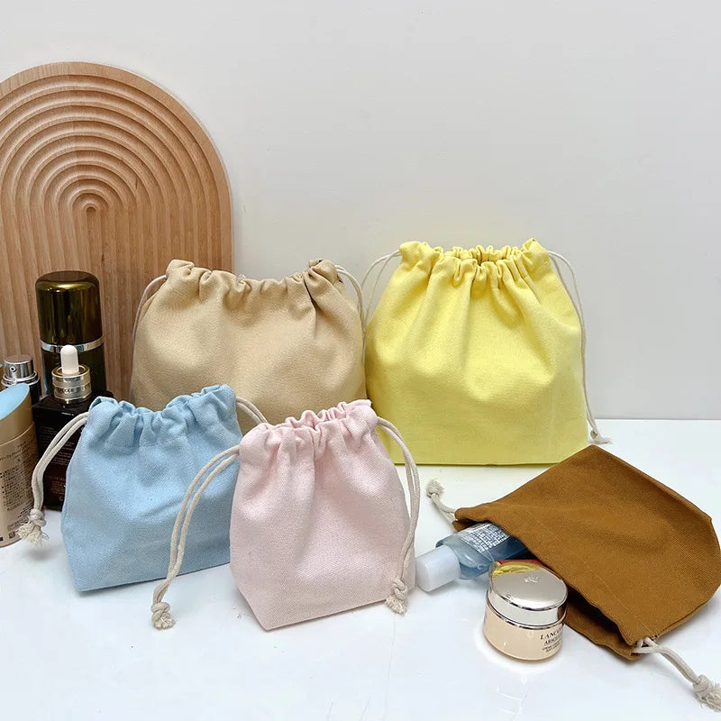 Cotton Canvas Jewelry Cosmetics Drawstring Pouch Cotton Drawstring Nail Polish Pouch