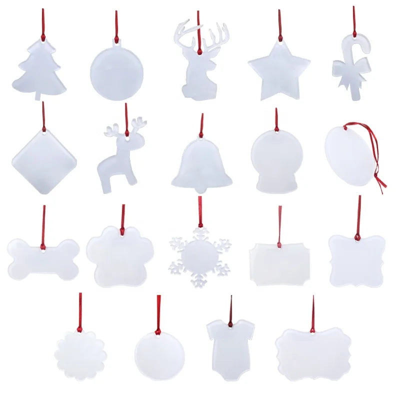 DIY Customized Logo Christmas Tree Decoration Hanging Ornaments Sublimation Acrylic Christmas Ornament