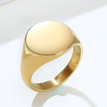 Minimalist Jewelry Plain Design Chunky Engraved Name Logo Custom Gold Plated Stainless Steel Signet Ring