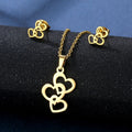Cheap New Stainless Steel Three Heart Necklace Earring Set Heart-shaped Interlocking Pendant Collarbone Chain Wholesale