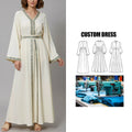 Custom Brand Women's Vintage Arabian Long-Sleeved Dress Fashion Modest Long Abaya Popular for Summer Autumn