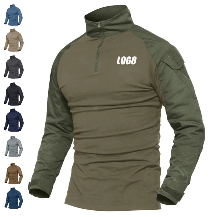 Custom Print logo Long Sleeve Tactical Shirt Man Tactical Cargo T-shirts Men's Cargo Shirts for Men