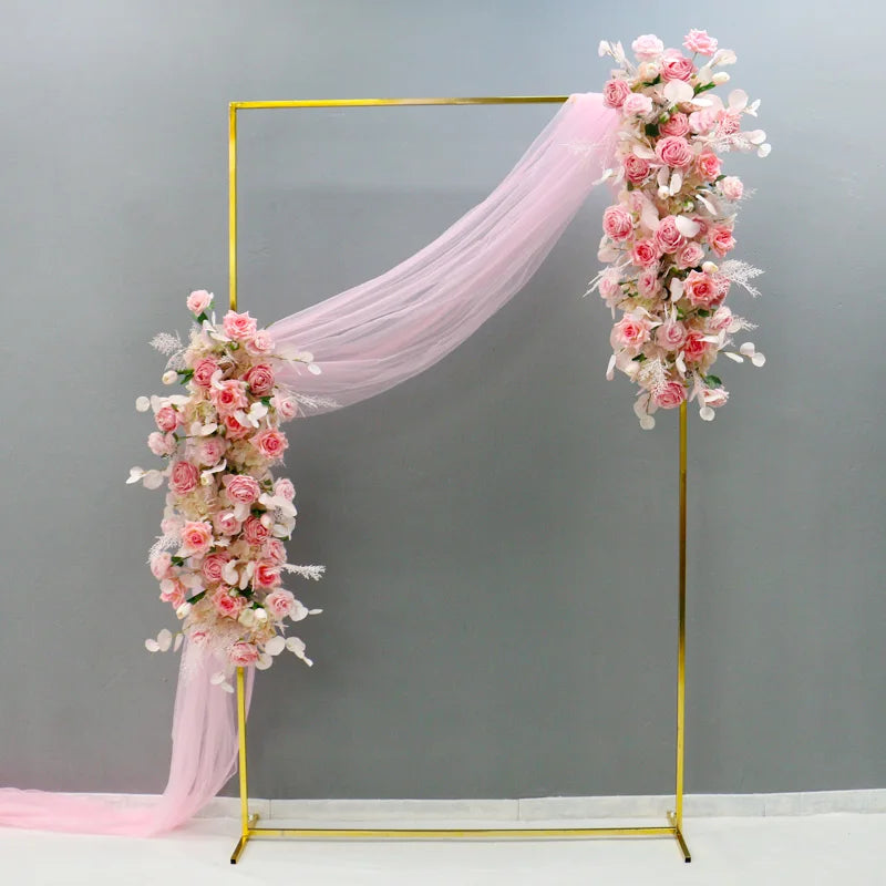 New Eco-Friendly Gilded Shelf Wedding Props Stage Background Screen Wrought Iron Square Arch Decor Flower Stand Welcome Area