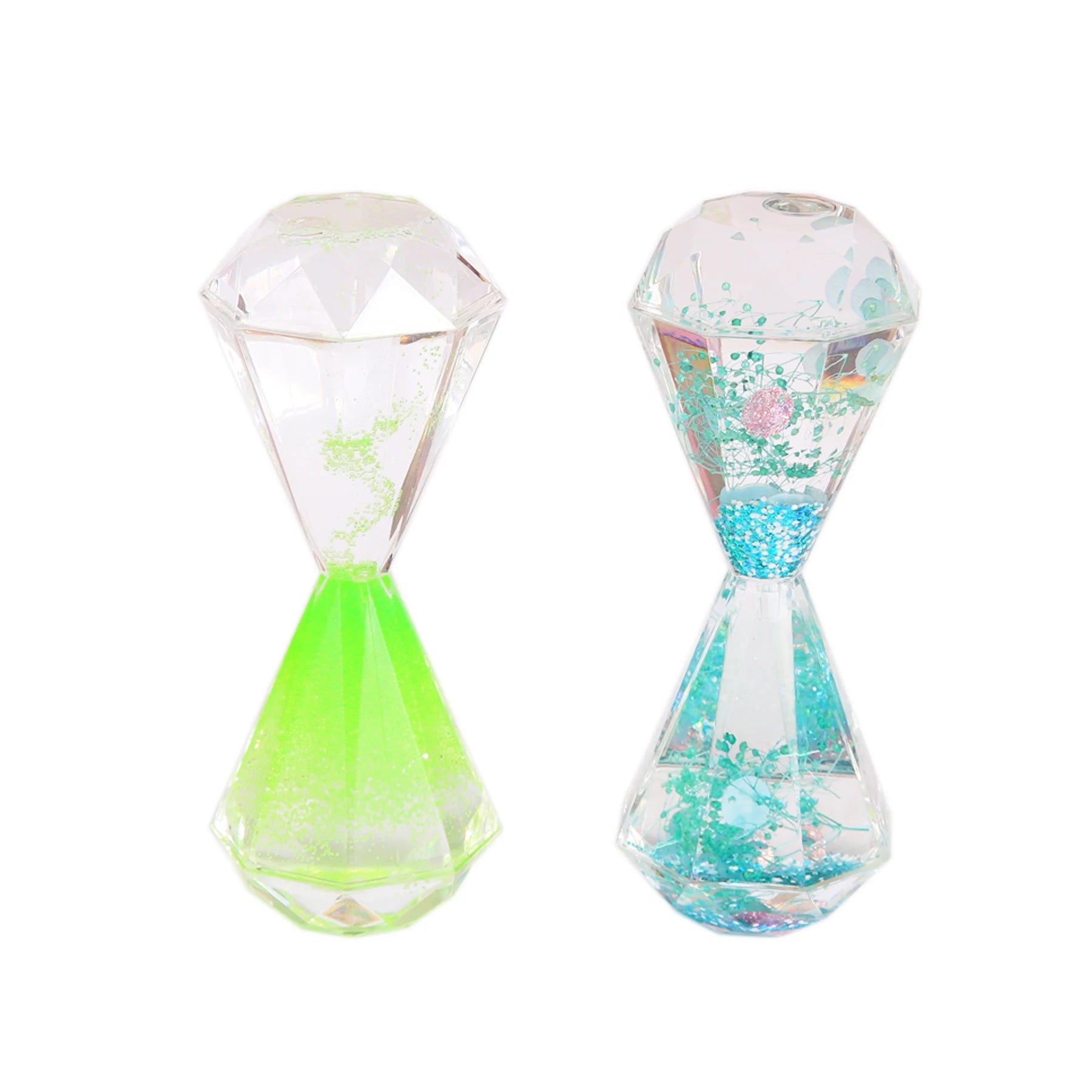 Diamond Shape Best Selling Liquid Timer Plastic Decorative Kids Toy Drip Oil Hourglass Moving Liquid Sand Timer