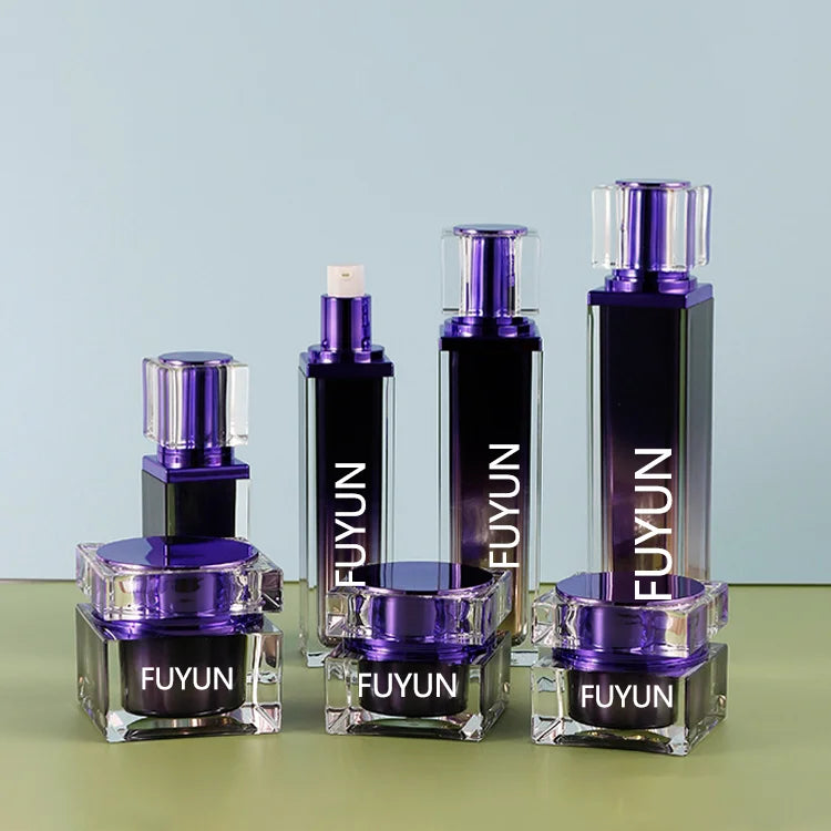Wholesale Custom Luxury Acrylic Cosmetic Pump Bottle Square Shape Skincare Packaging for False Eyelashes and Cream Containers