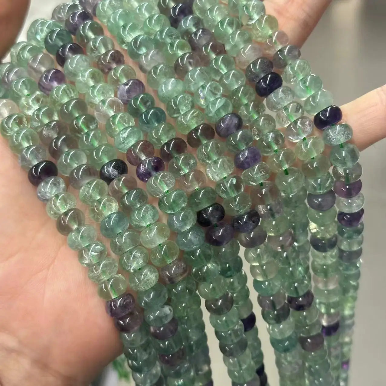 5*8mm Natural Rainbow Fluorite Beads Rondelle Semi-Precious Fluorite Gemstone Loose Beads for Jewelry Craft Making