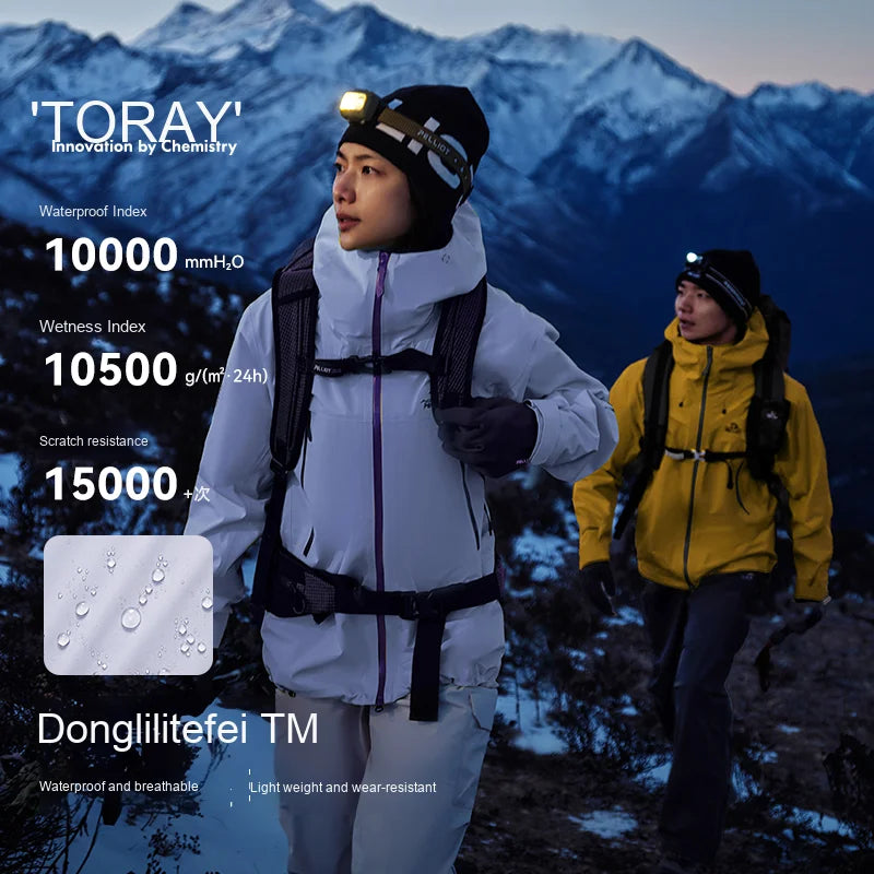 PELLIOT Solid TORAY Water-Resistant Hiking Jacket Snow Shell Hard Shell Zipper Wear-Resistant Lightweight Coat