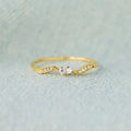 FUAMAY Fashion S925 Silver Double Stone Wave Ring Dainty Minimalist 18K Gold Plated 925 Sterling Silver Zircon Wave Anillo Ring