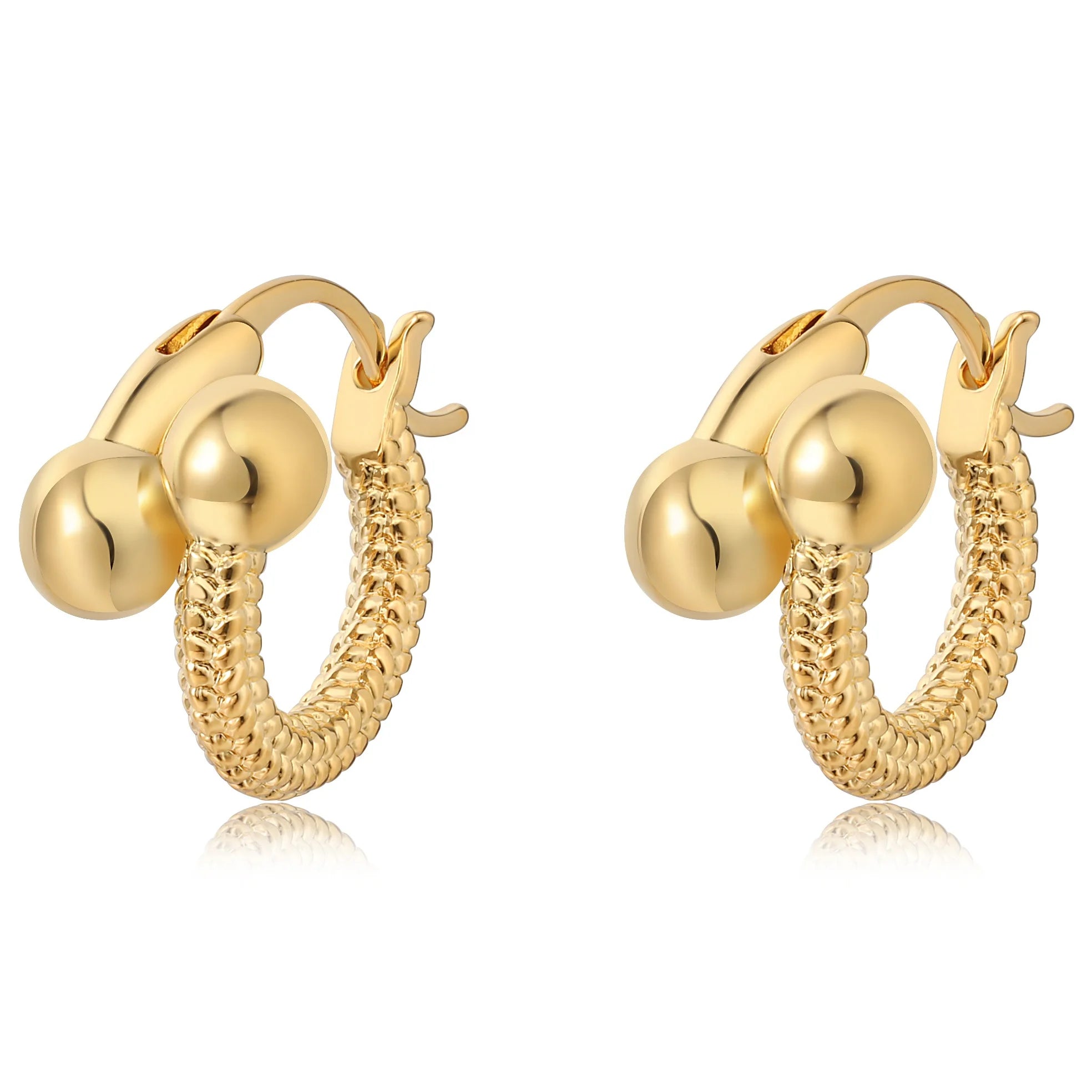 High Quality Brass Electroplated 18k Gold Metal Small Ball Hoop Earrings for Women Jewelry Customized