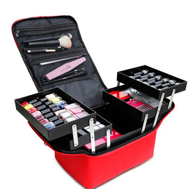 Custom Logo OEM YJ099 Simple Fashion Style Zipper Made PC Polyester Large Capacity Beauty Portable Makeup Nail Cosmetic Bag Case
