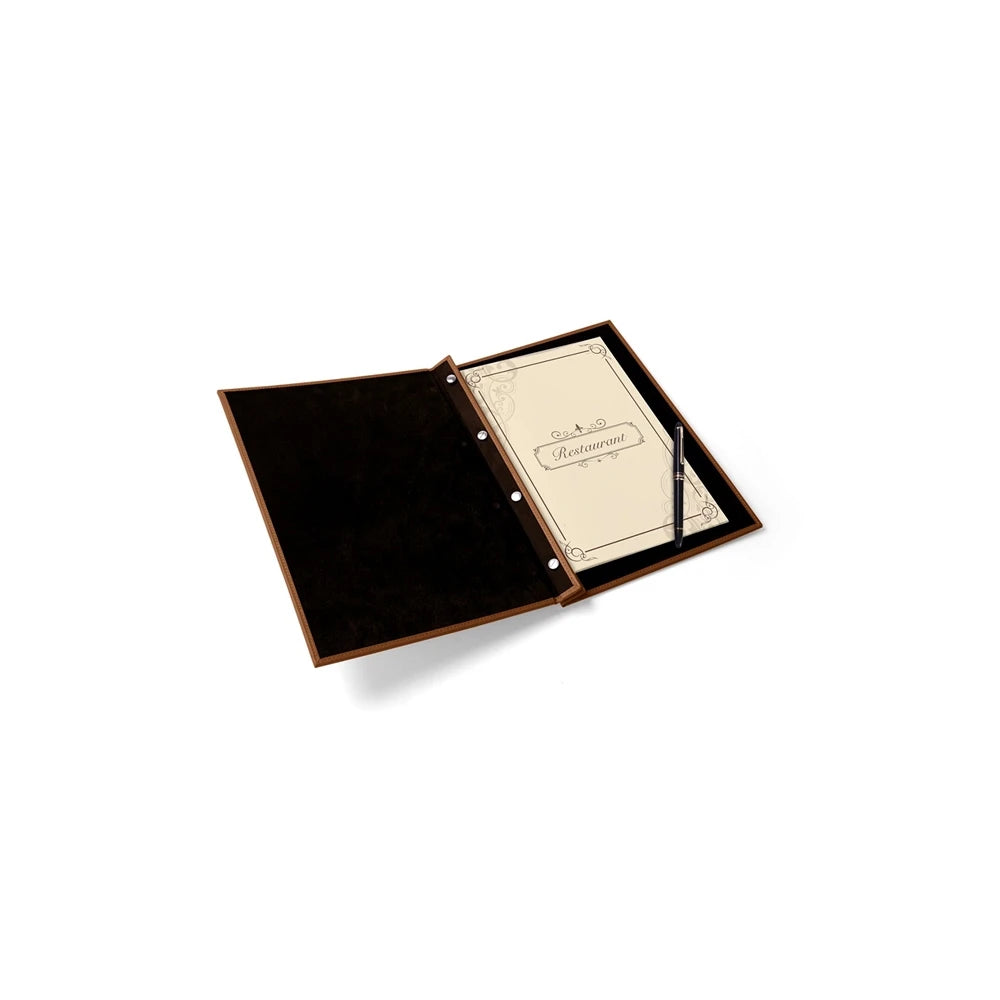 triple folded A4 leather menu folder menu card holder restaurant menu holder