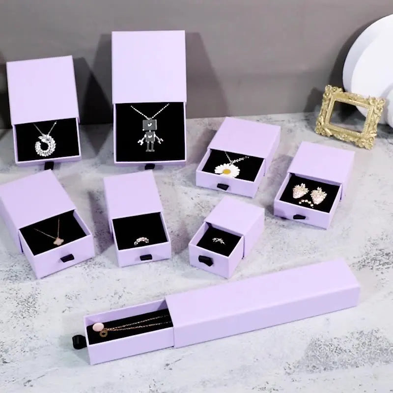 Wholesale Personalized Multi-color White Jewelry Paper Gift Boxes Customized Cardboard Pull-out Bracelet Slide Drawer Pack