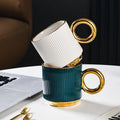 Factory Direct Sell Nordic Simple Big Ear Ceramic Mug Light Luxury Gold Handle Creative Water Cup