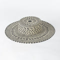 2023 Summer Fashion Hand Woven Black White Pattern Flat Top Big Brim Paper Straw Hat Outdoor Beach Tour Sunscreen Visor Hat