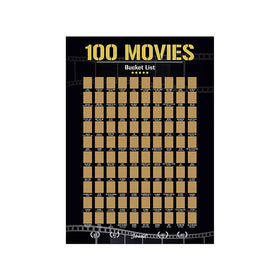 100 Colorful Icons Custom Must to See 100 Movies Bucket List Screen Printed Art Paper Scratch off Poster