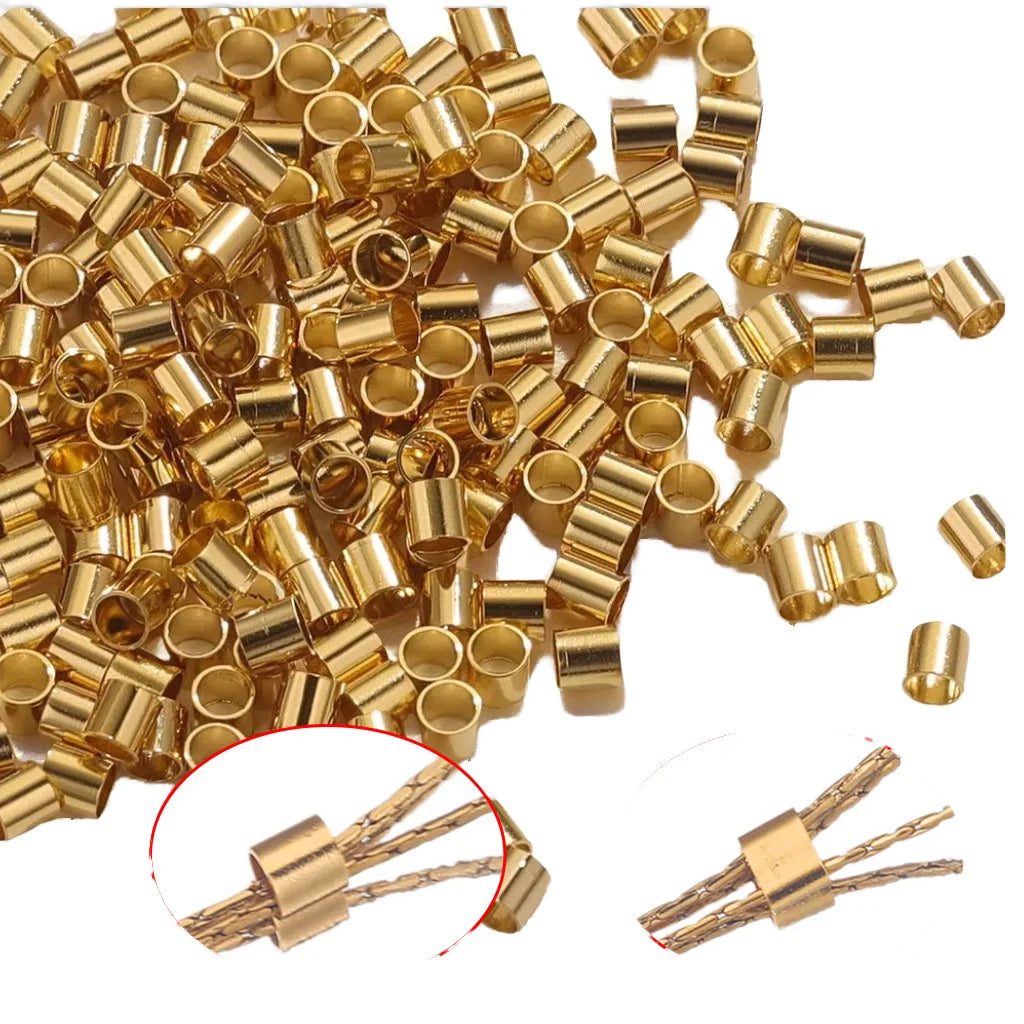 Wholesale High Quality Stainless Steel Crimp Beads with PVD 18K Gold Plating for Jewelry Making Accessories & Findings