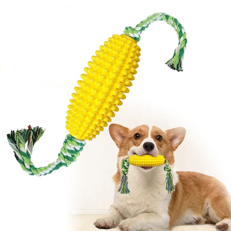 TPR Pet Products Artificial Corn Dog Cotton Rope Toy Durable Dog Chew Toy