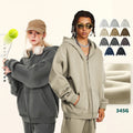 Custom Logo High Quality 42% Cotton 58% Polyester Blank Hoodie Fleece Heavyweight Oversized Zip up Hoodies Sets