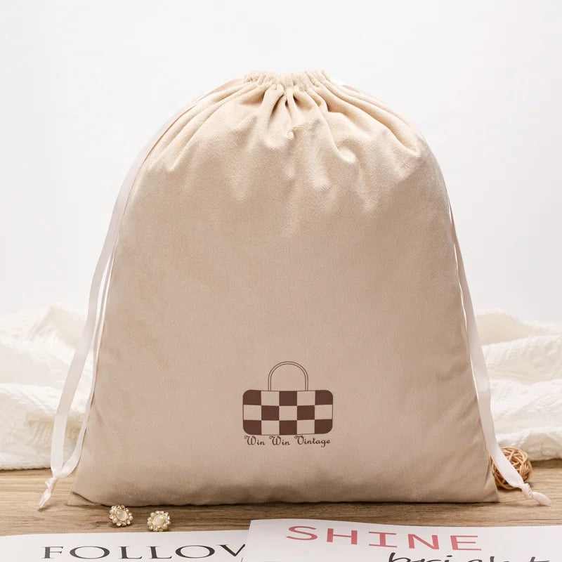 Supplier Wholesale Custom Gift Pouch Drawstring Velvet Flannel Jewelry Drawstring Pouch Bag Gift Bag With Custom Logo