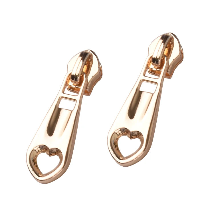 Factory New Product Metal Zipper Slider Heart Shape and Puller for Bags Garments