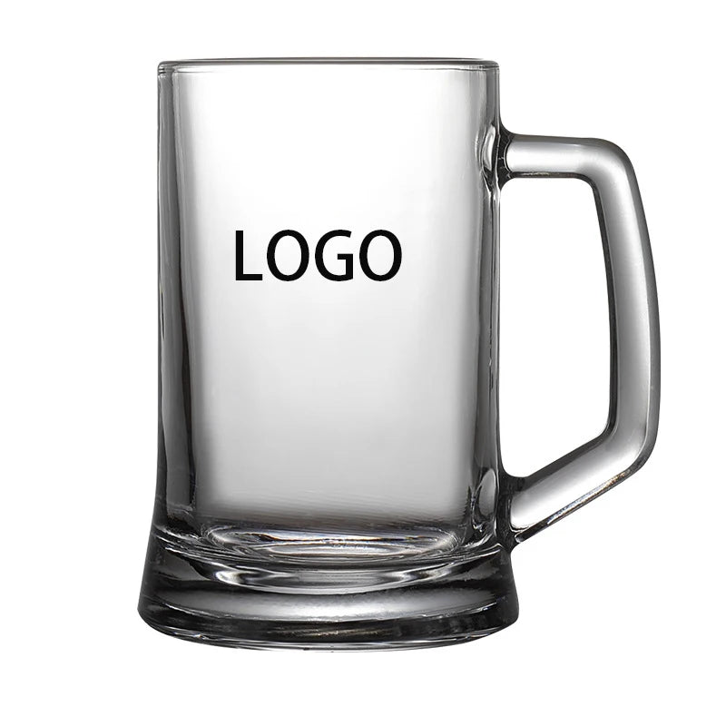 Cheap Price Beer Glass Custom Logo Clear  Juice Cup with Handle Craft Beer Glass