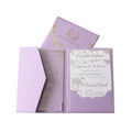 Tri-Fold Purple Clear Acrylic Foil Pocket Wedding Invitation Hardcover with Envelope