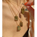 5 Design Beads Chain Motto Engraved Letter Necklaces Square Medallion Necklaces for Women Minimalist Stainless Steel Jewelry Hot