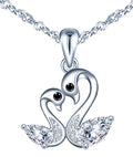 Wholesale 925 Sterling Silver Double Swan Necklace with Zircon Trendy Statement Piece for Women's Engagement Wedding Gifts Party