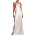 Custom 100%Silk Metallic A-Line Halter Gown Evening Dresses Wedding Maxi Prom Dress Women Elegant