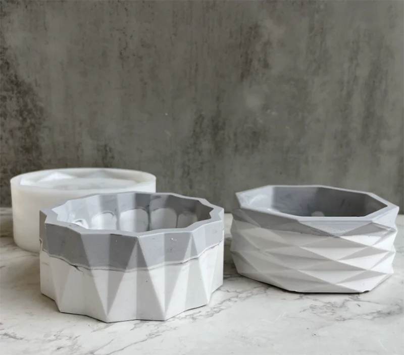 Early Riser Argyle Pattern Vase Concrete Cement Plaster Flower Pots Planters Silicone Mold Home Decor Mouldings