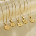 Waterproof 18K Gold Plated Stainless Steel Hexagon Letter Link Chain Necklace 26 Alphabet Letter Pendant Initial Necklace