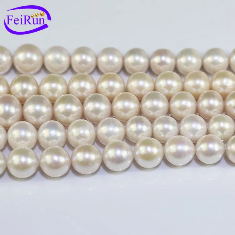 FEIRUN 11-13mm AA+ Round Cultured Freshwater Big Natural Round Pearls Strands Wholesale 16 Inch