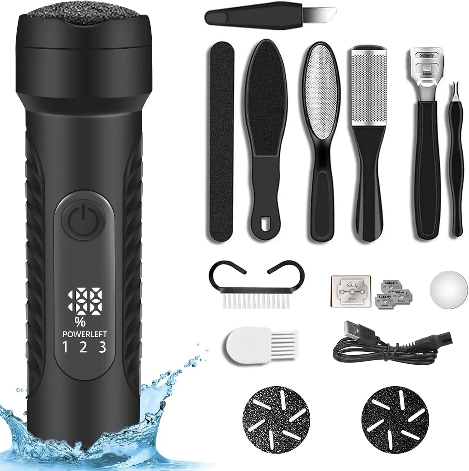 Electric Callus Remover Machine with Long Handle Pedicure Foot File Kit Tool Made of Plastic