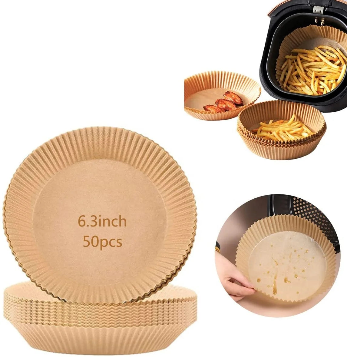 Parchment Food Grade Wholesale Air Fryer Paper Liners Kitchen Essentials Easy Cleaning Round Disposable Mat 1 Per Kit