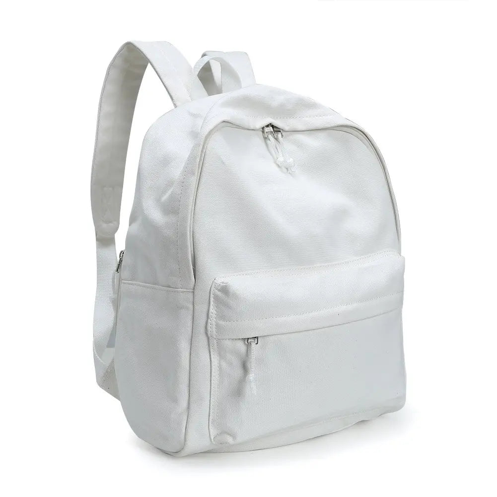 Heavy Duty Plain White Children Canvas Anti-Theft Foldable Lightweight Portable Business College Backpack