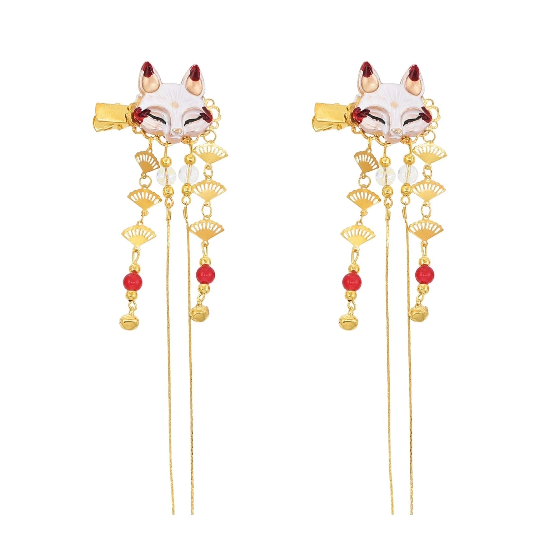 1 Pair Fox Rabbit Hairpin Long Tassel Chinese Girl Cute Hair Accessories
