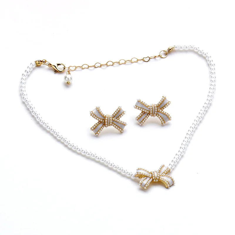 Fashion Gold Plated Bohemia Beaded Necklace and Earrings Jewelry Set for Children's Anniversary
