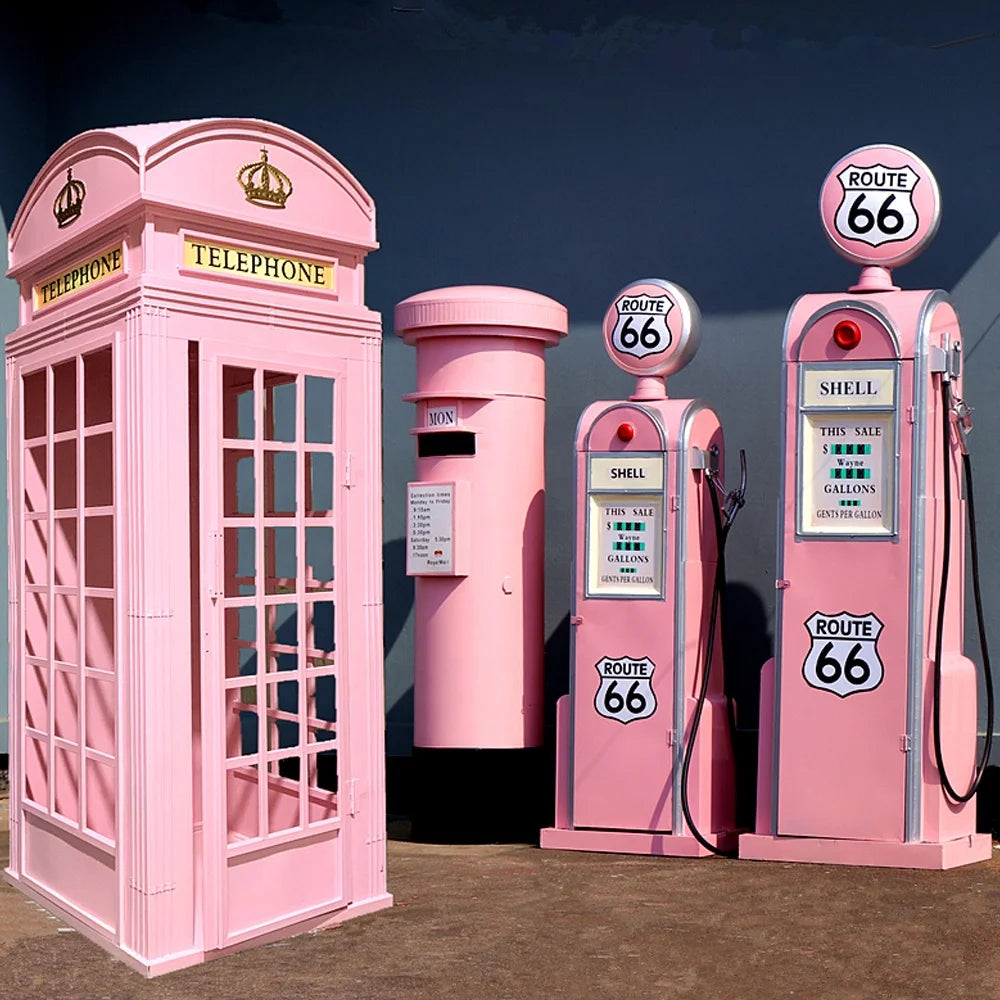 Atrium Decor Cabinet Iron Metal London Pink Telephone Booth Red Phone Booth for Wedding Decor